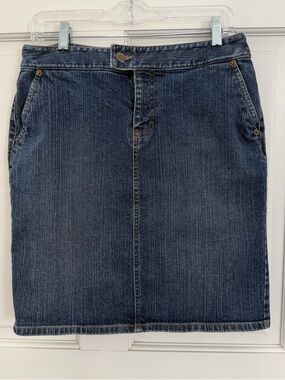 LOFT Dark Blue Denim Pencil Skirt